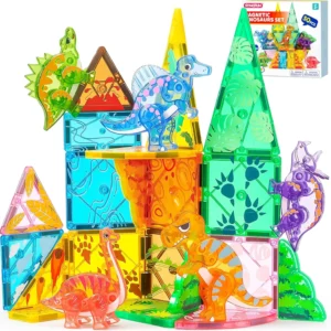 JOYFY 110/66/50 PCS Magnetic Building Tile 3D Magnet Tiles with Vehicle Construction Blocks Set for Kids Birthday Chirstmas Gift