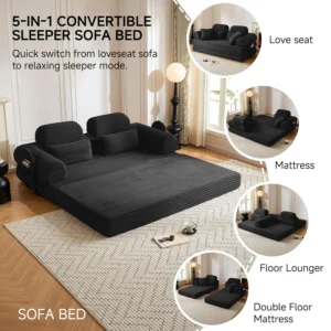 Sofa Bed, Sleeper Sofa, 5-in-1 Convertible Sofa Bed