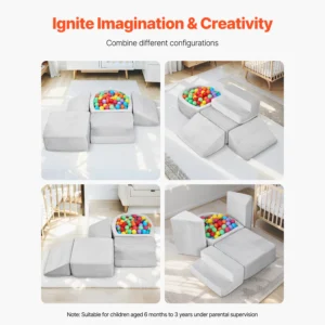 5-Piece Baby Foam Climbing Blocks, with Ball Pit,